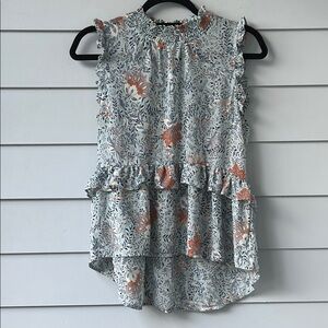 NWOT Hayden Feminine Floral Ruffle Tank Top - Blue and Orange
